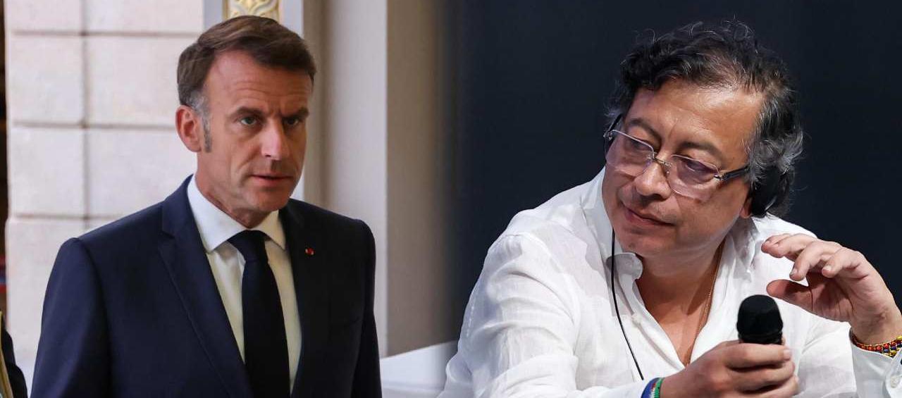 El Presidente de Francia, Emmanuel Macron, y Gustavo Petro.