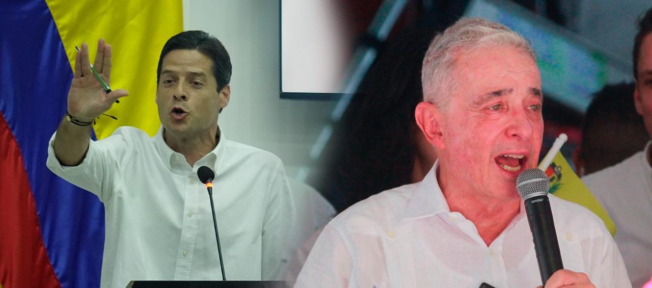 El senador Mauricio Gómez y el expresidente Álvaro Uribe.