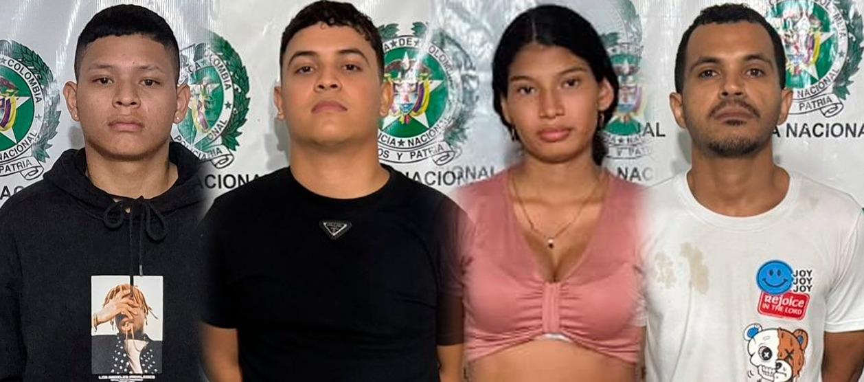 Los cuatro presuntos extorsionistas.