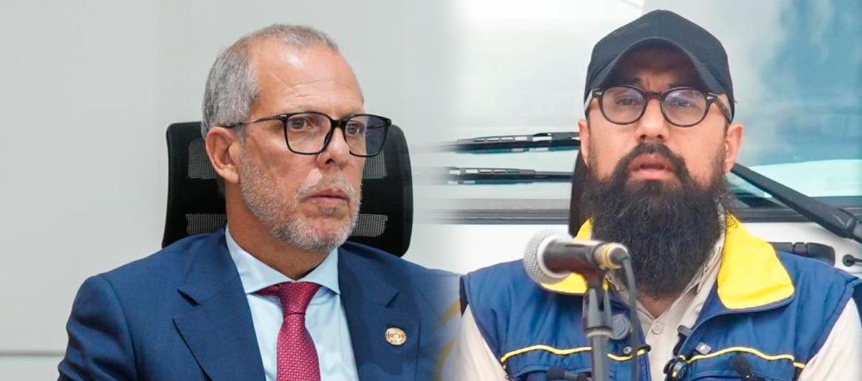 El jefe de Despacho, Alfredo Saade, y el director de la UNGRD, Carlos Carrillo.