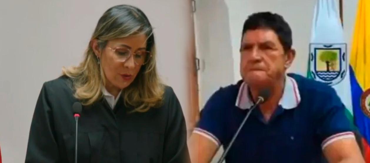 La jueza Sandra Heredia y Óscar Monsalve, papá de Juan Guillermo Monsalve.