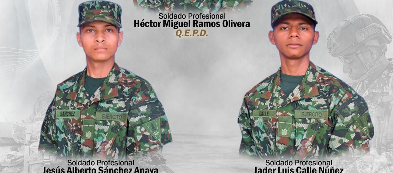 Los militares asesinados tras el ataque.