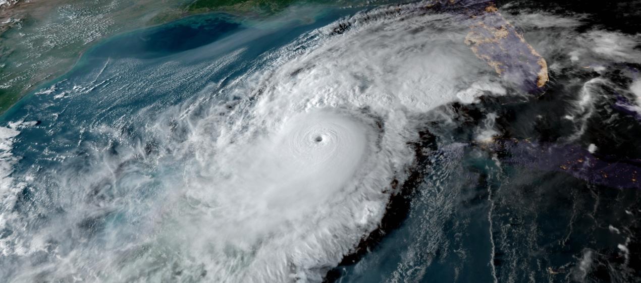 Aspecto de cómo se ve un huracán desde el espacio. 