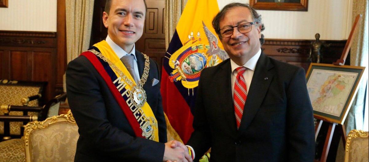 Presidente Petro y su homólogo de Ecuador, Daniel Noboa. 