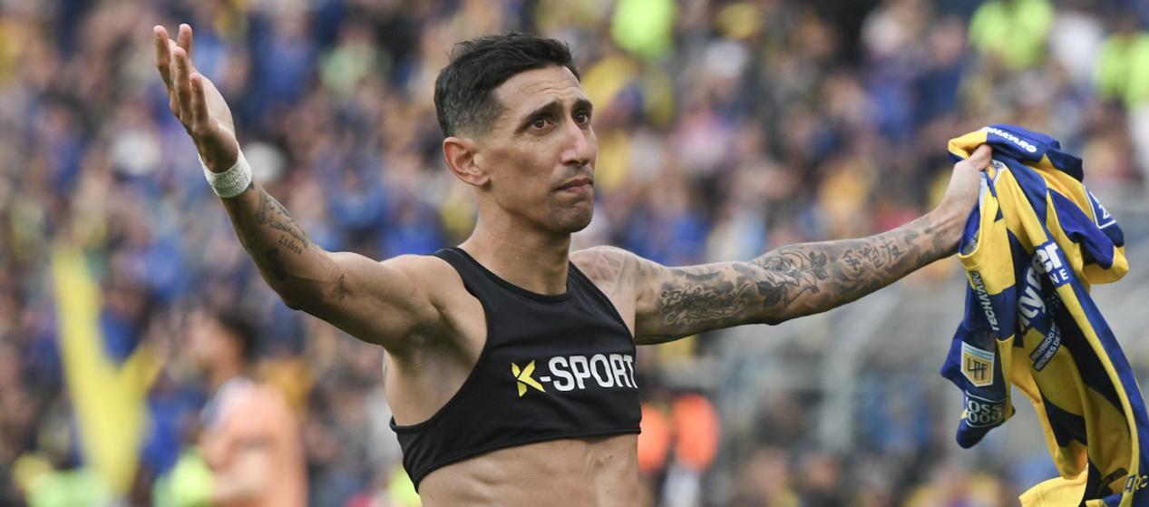 La emotiva celebración de Ángel Di María tras marcar de penalti con Rosario Central.