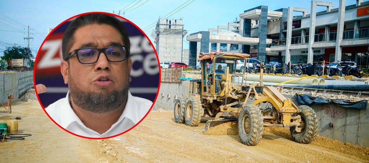 Alcalde de Puerto Colombia, Plinio Cedeño, y el panorama de las obras en la Gran Vía.