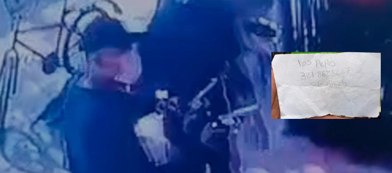 Momento en que dispararon contra la tienda en Malambo. 