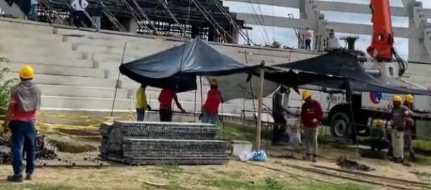 Obras en el estadio 20 de enero de Sincelejo.
