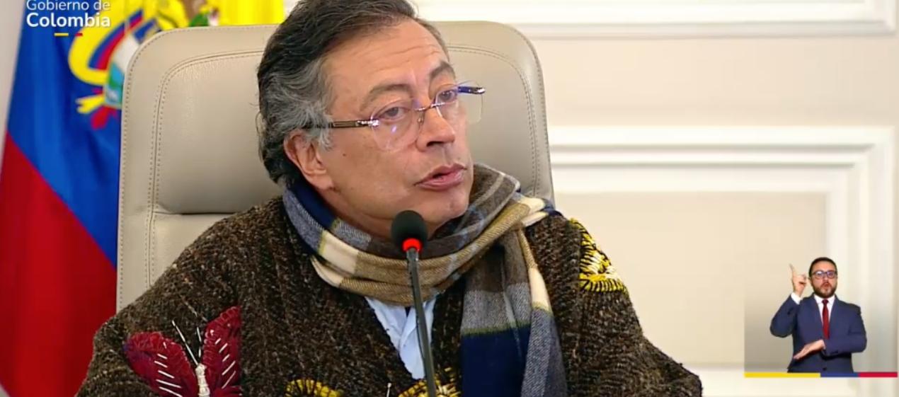 El Presidente Gustavo Petro durante el Consejo de Ministro de esta noche. 