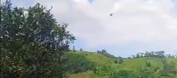 Momento en que cayó helicóptero. 