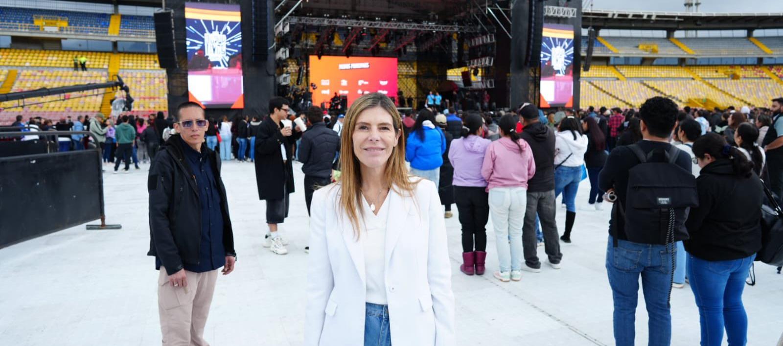 María Carolina Hoyos en el Festival de la Solidaridad en el estadio El Campín. 
