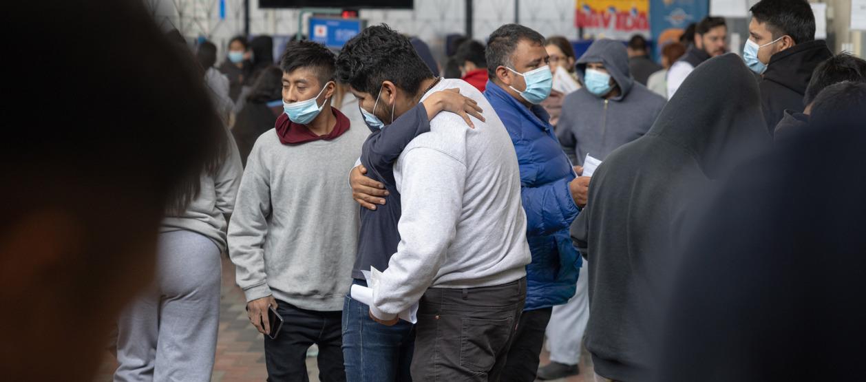 Grupo de migrantes guatemaltecos, tras llegar a su país.