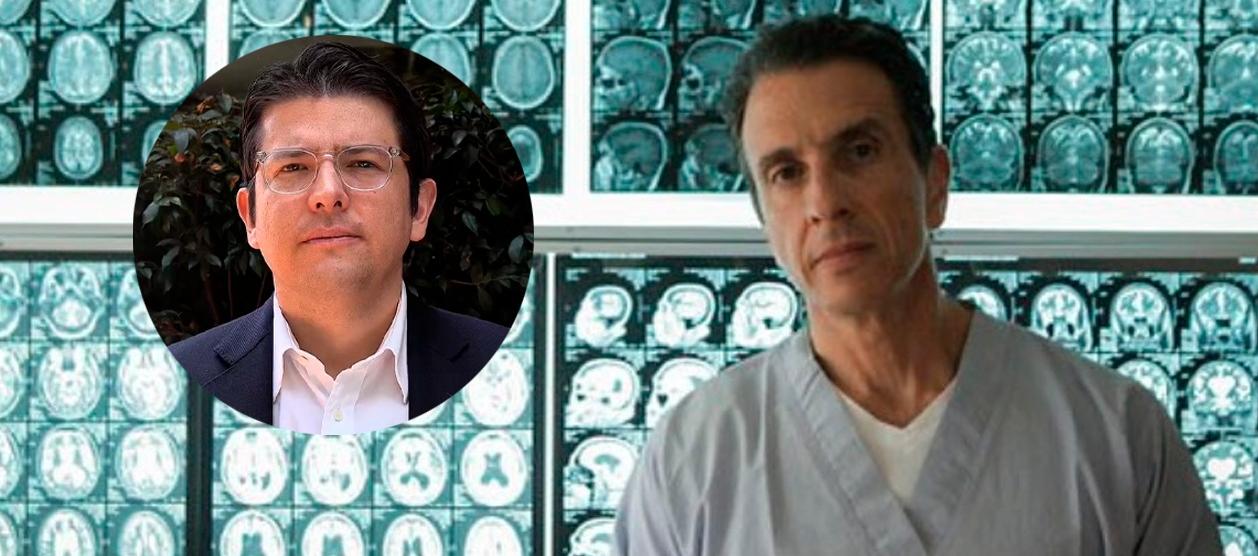 Miguel Uribe Turbay y el neurocirujano Fernando Hakim.