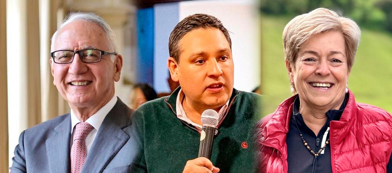 El ministro Guillermo Alfonso Jaramillo y los exministros de las TIC Mauricio Lizcano y del Trabajo Gloria Inés Ramírez.