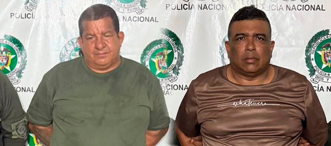 Los capturados Rodrigo Javier Pantoja Linero y Milton César Jiménez Contreras.