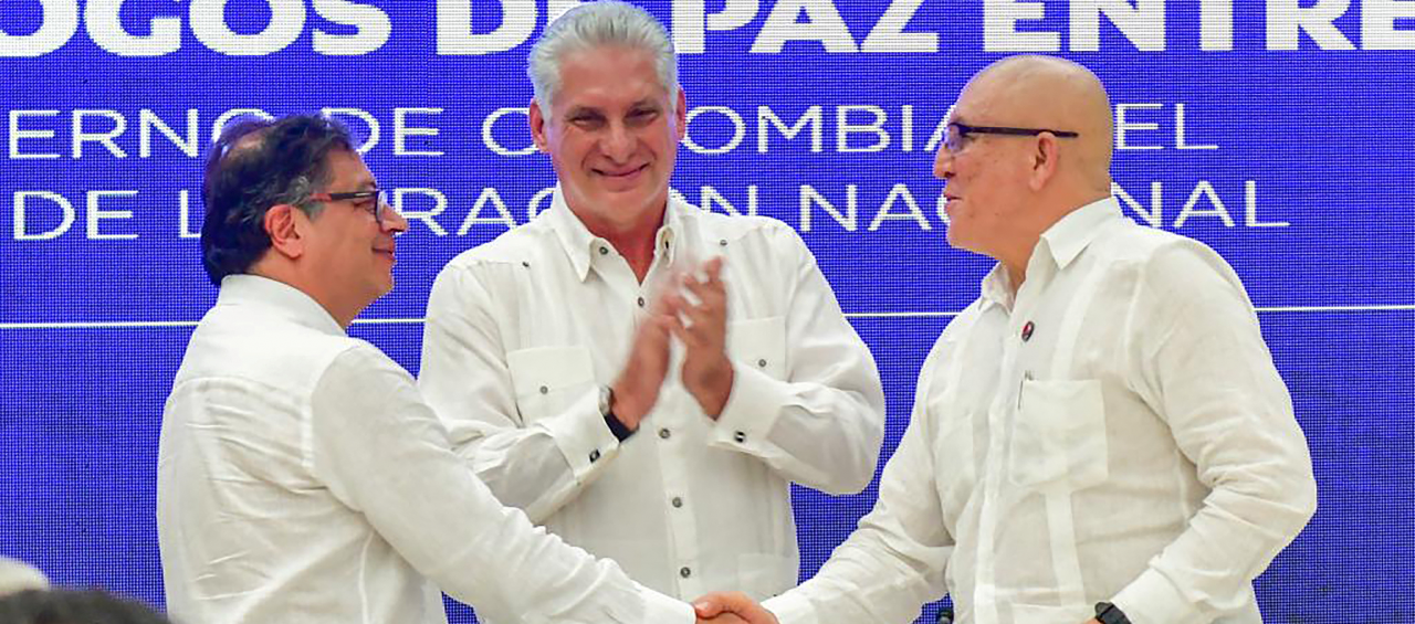 Gustavo Petro, Miguel Díaz-Canel y Antonio García.