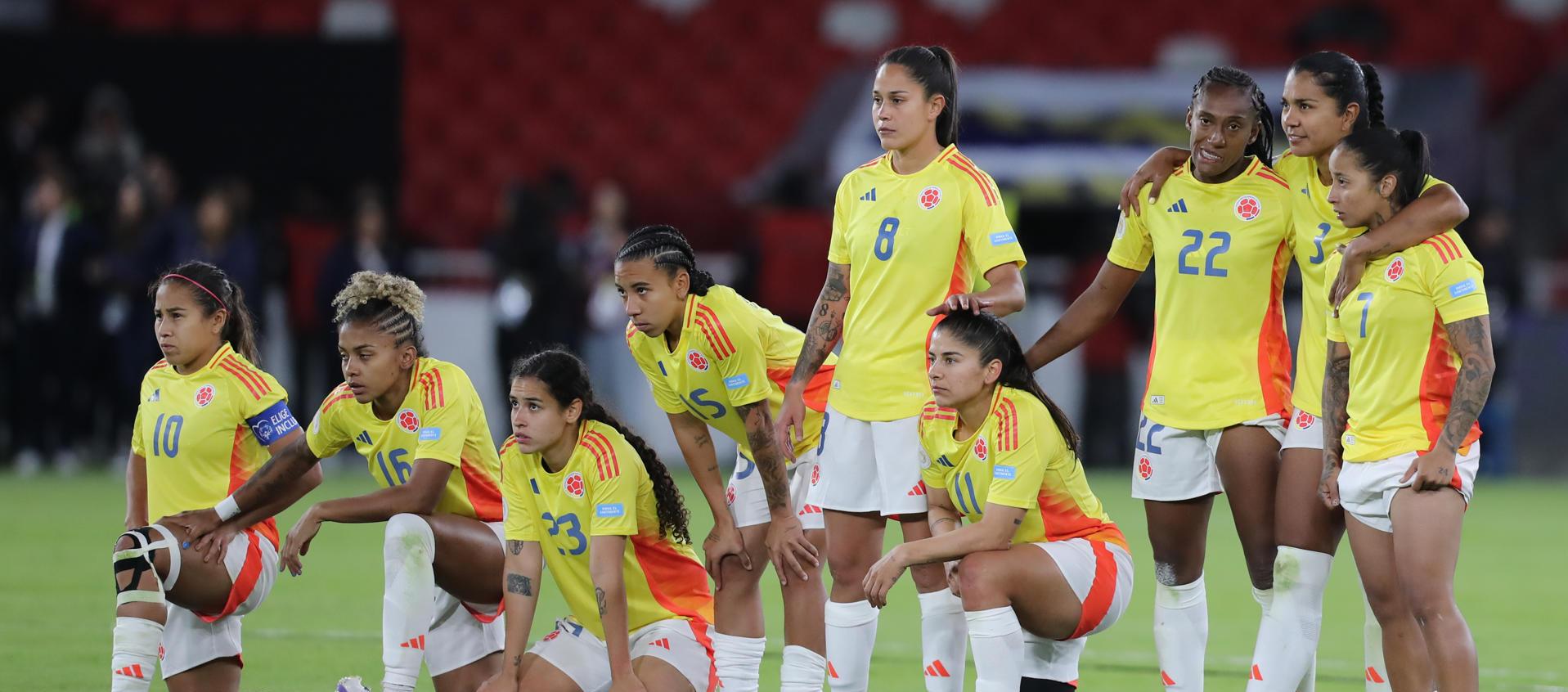 Jugadoras de la selección Colombia en los penales antes Brasil. 