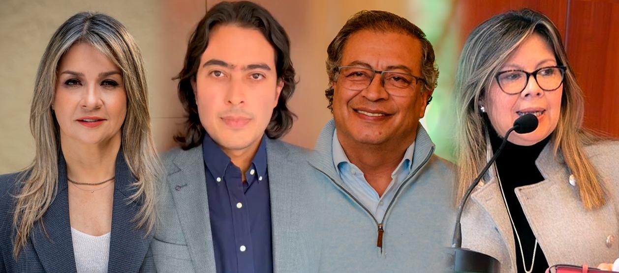 Vicky Dávila, Nicolás Petro, el Presidente Gustavo Petro y la Fiscal Luz Adriana Camargo.