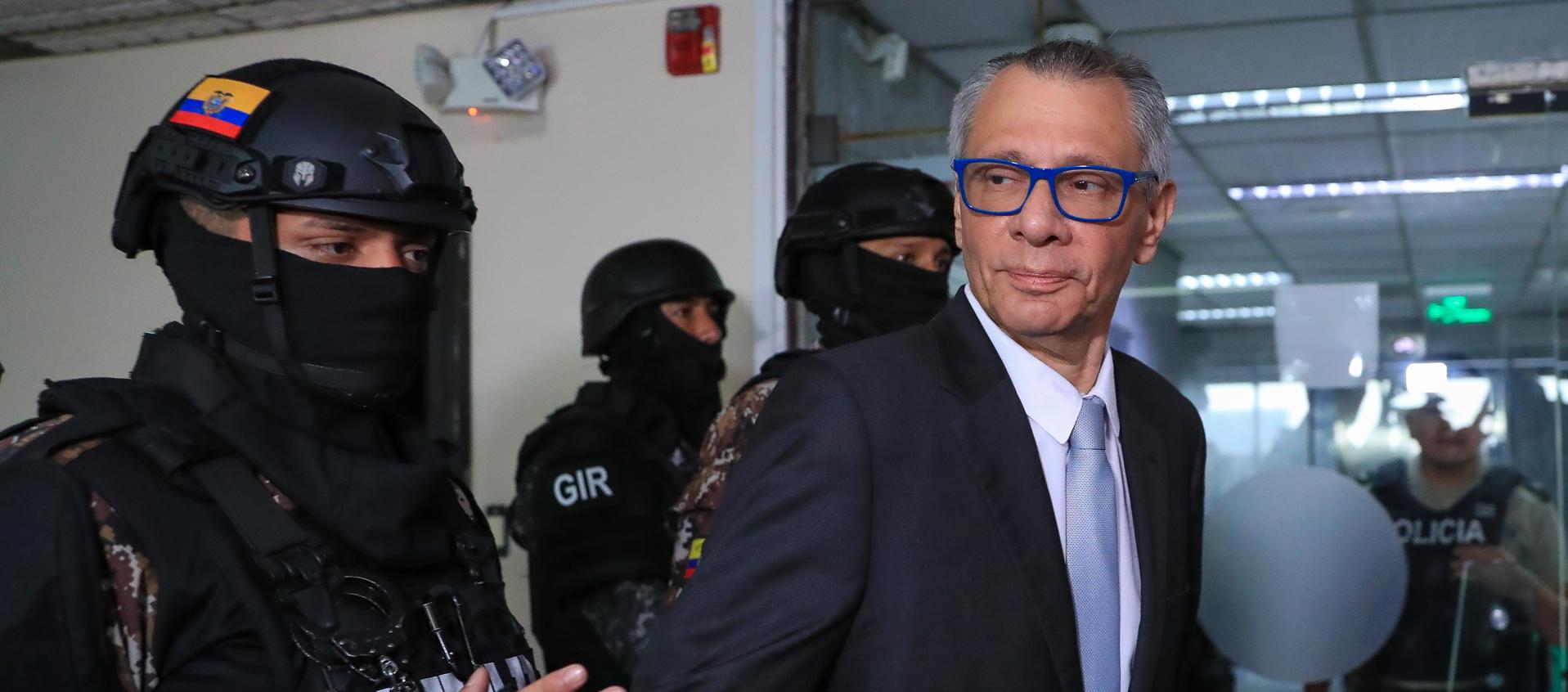Exvicepresidente Jorge Glas, detenido por las autoridades ecuatorianas. 