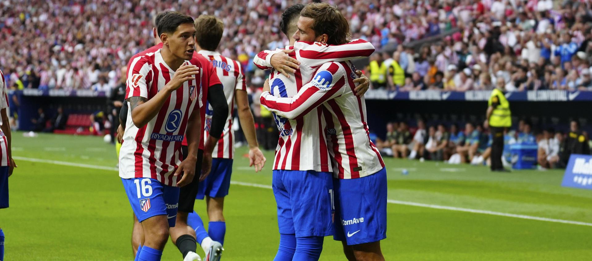 Jugadores del Atlético de Madrid celebrando uno de los goles.