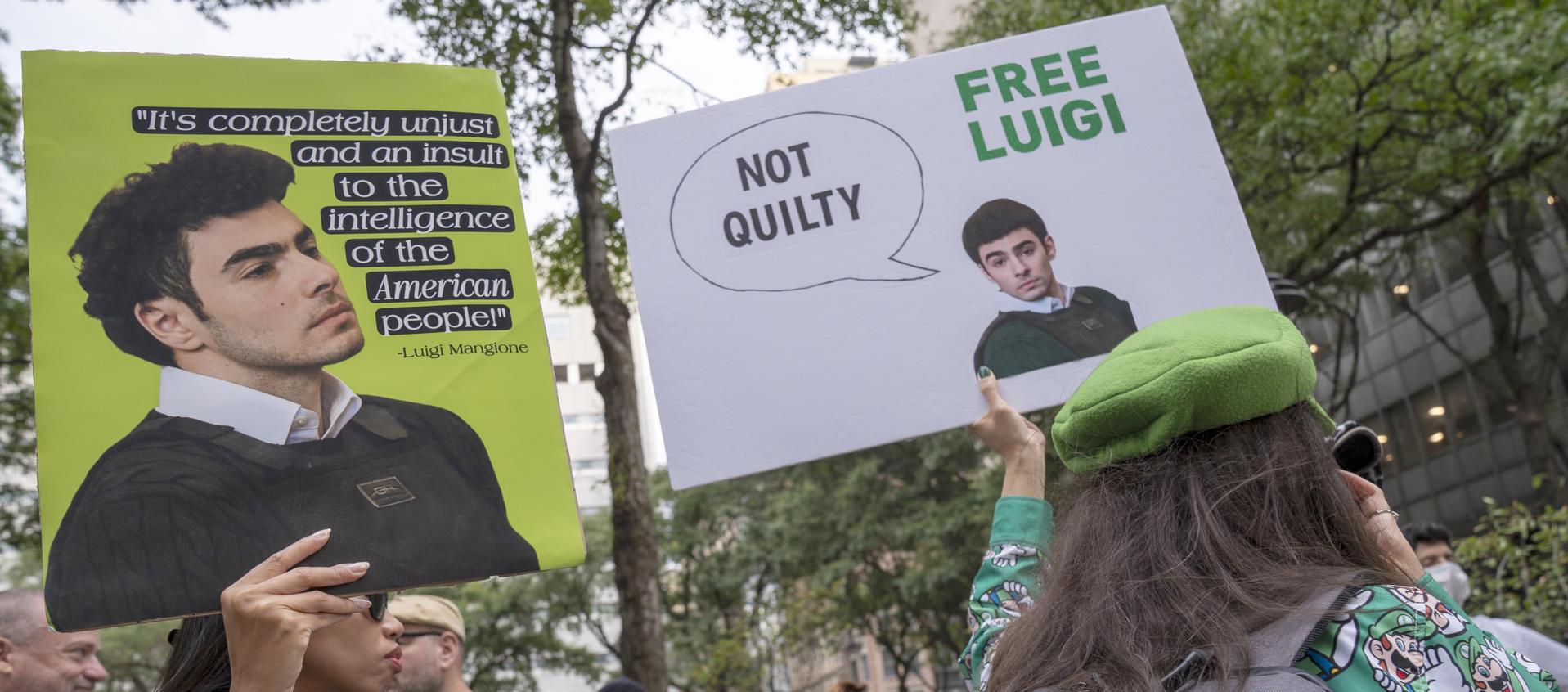 Manifestación en apoyo a Luigi Mangione.
