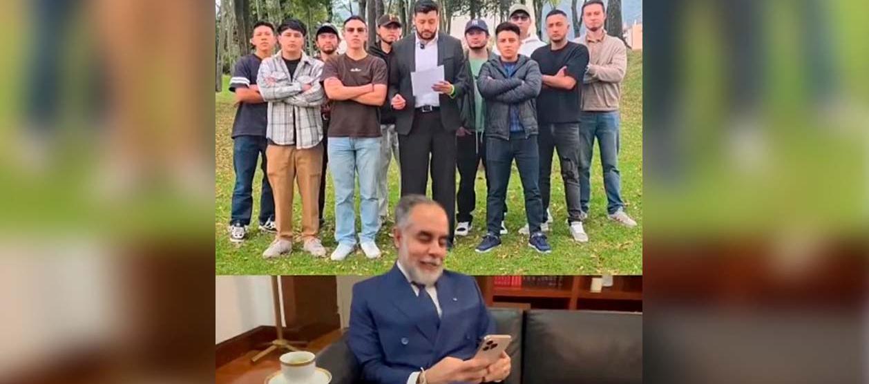 Armando Benedetti viendo en su celular el video de los Brayans. 