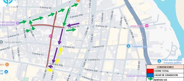 Plan vial en calle 48 carreras 54 y 50; carrera 53B calles 47 y 49.