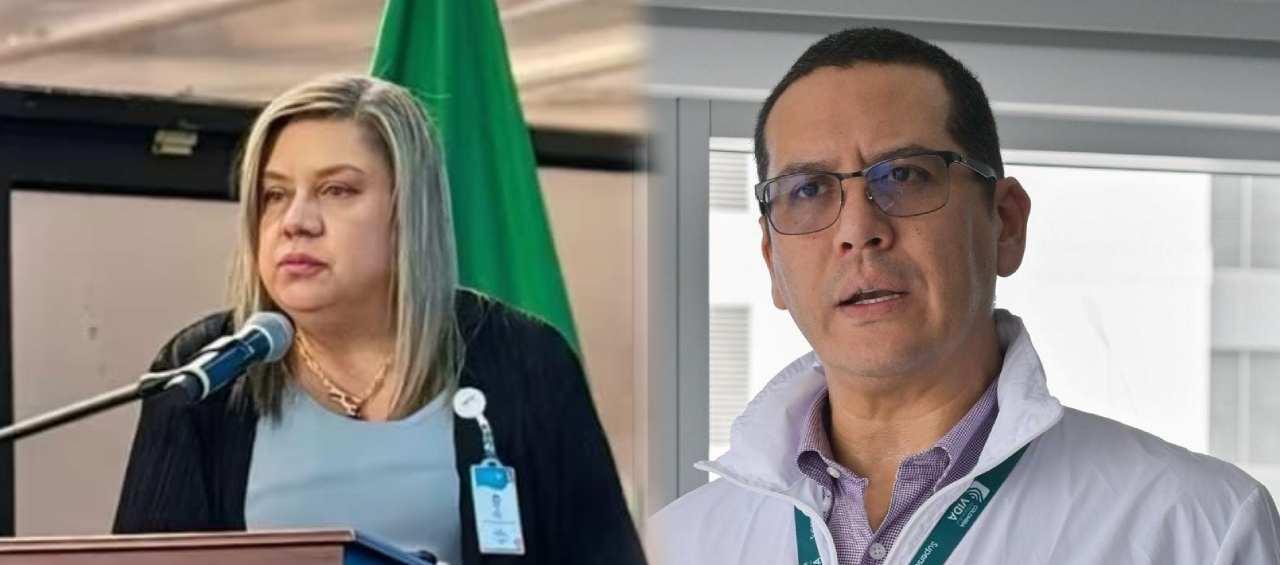 La agente interventora de la Nueva EPS, Gloria Polanía, y el superintendente de Salud, Giovanny Rubiano.