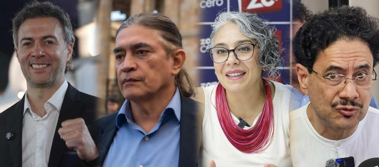 Los precandidatos Daniel Quintero, Gustavo Bolívar, María José Pizarro e Iván Cepeda.