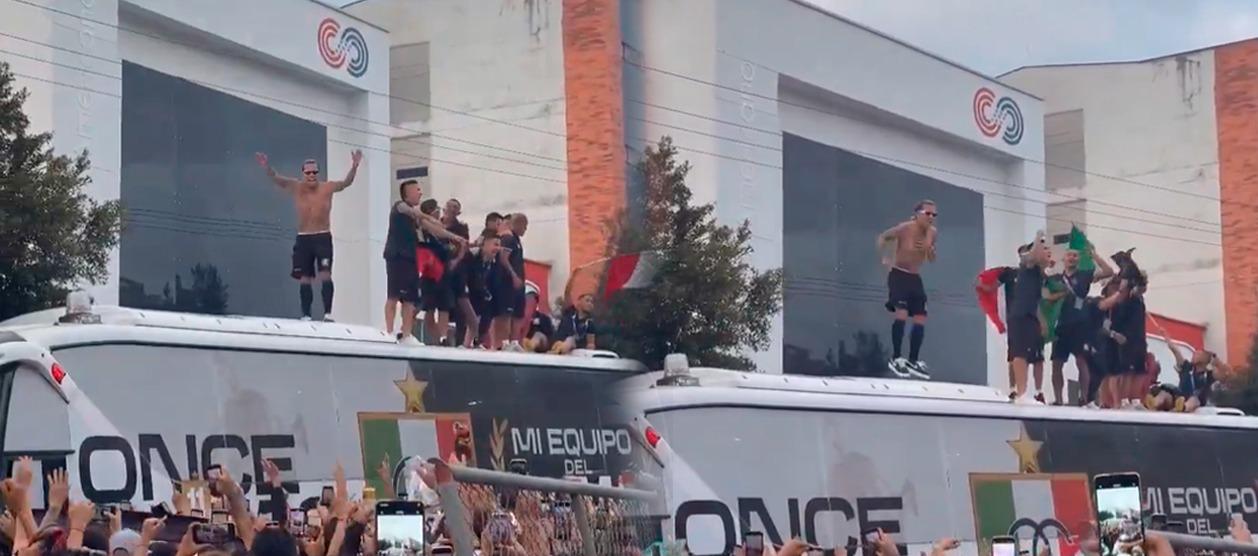 Jugadores de Once Caldas celebrando antes de tiempo.