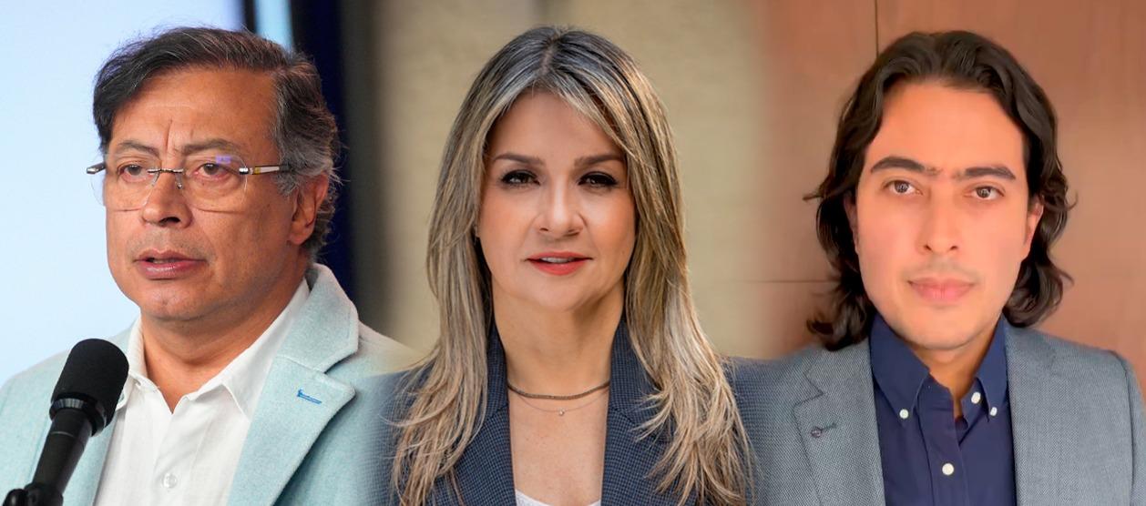 Gustavo Petro, Vicky Dávila y Nicolás Petro.