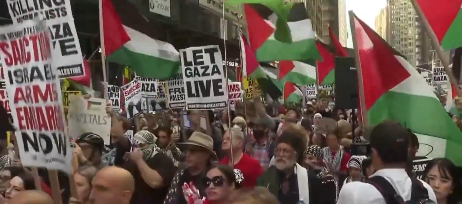 Protestas en contra de Benjamín Netanyahu en Nueva York.