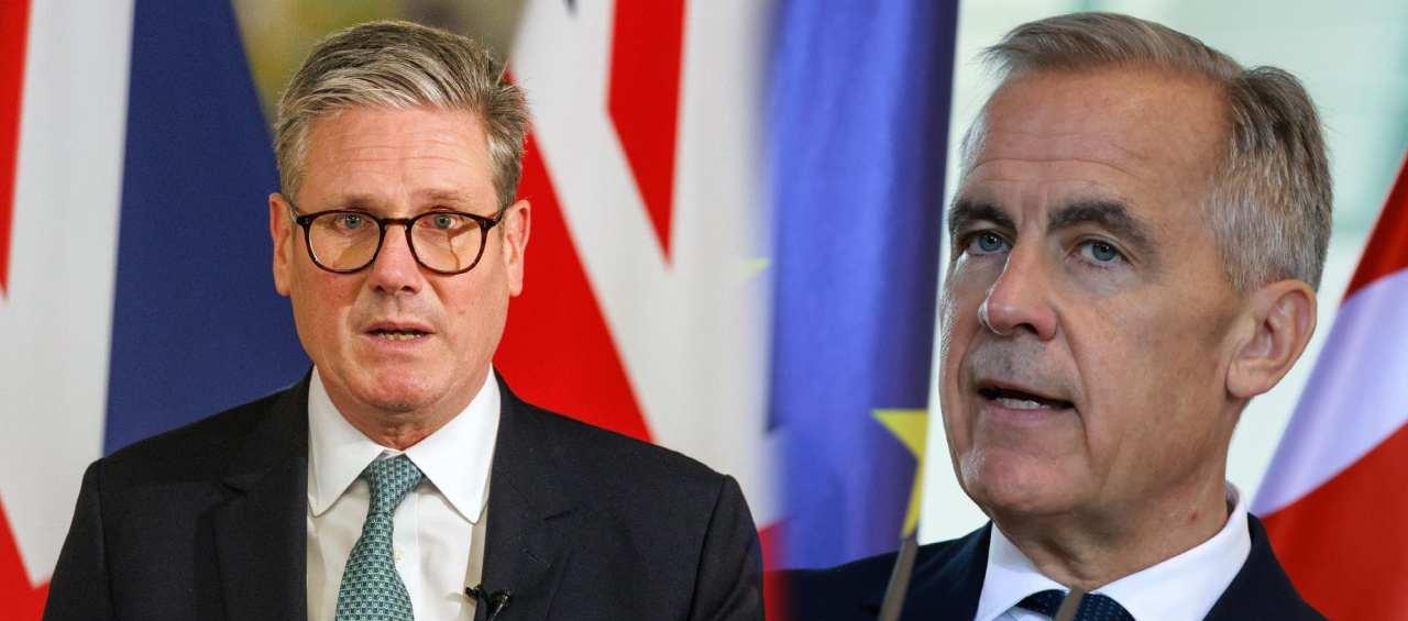 El primer ministro británico, Keir Starmer, y el primer ministro de Canadá, Mark Carney.