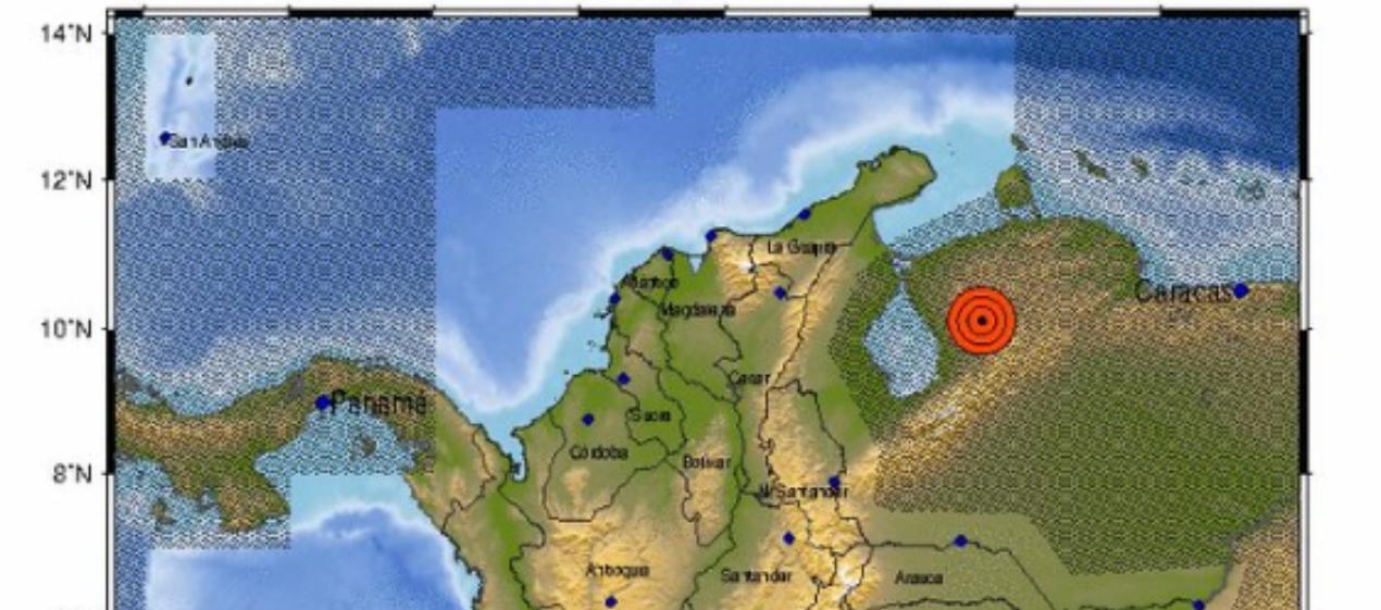 Zona del epicentro del temblor en la tarde de este miércoles en Venezuela. 