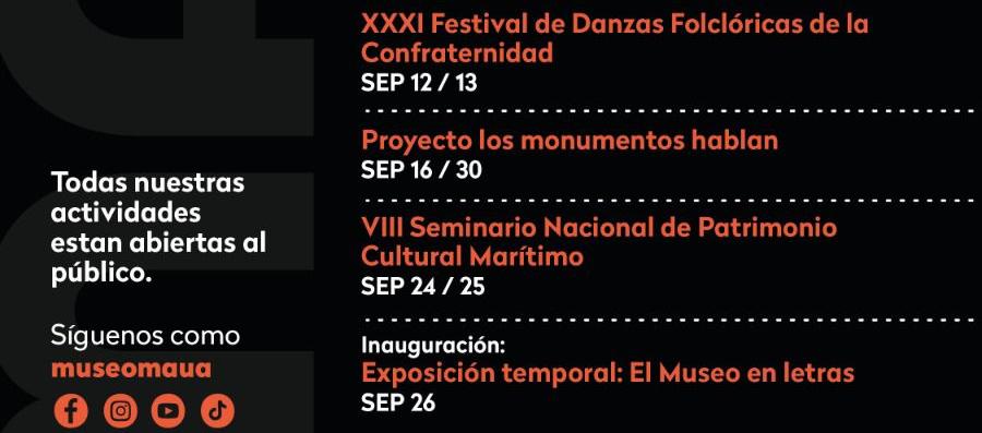 Agenda cultural del Museo en septiembre.