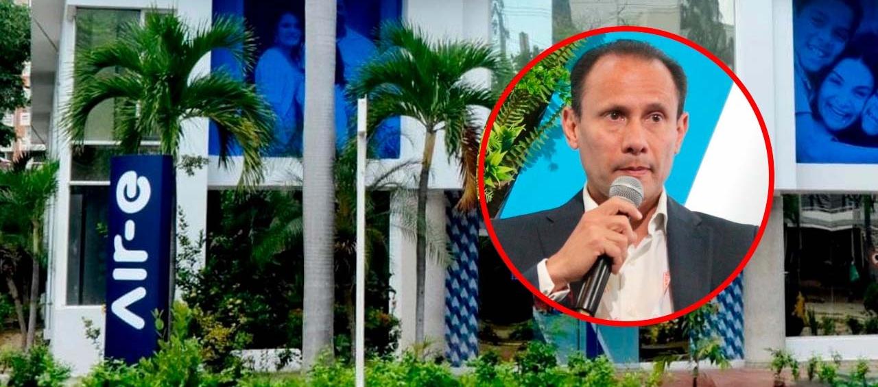 Fachada de oficina de Air-e en Barranquilla y Alejandro Castañeda, presidente de Andeg (círculo). 