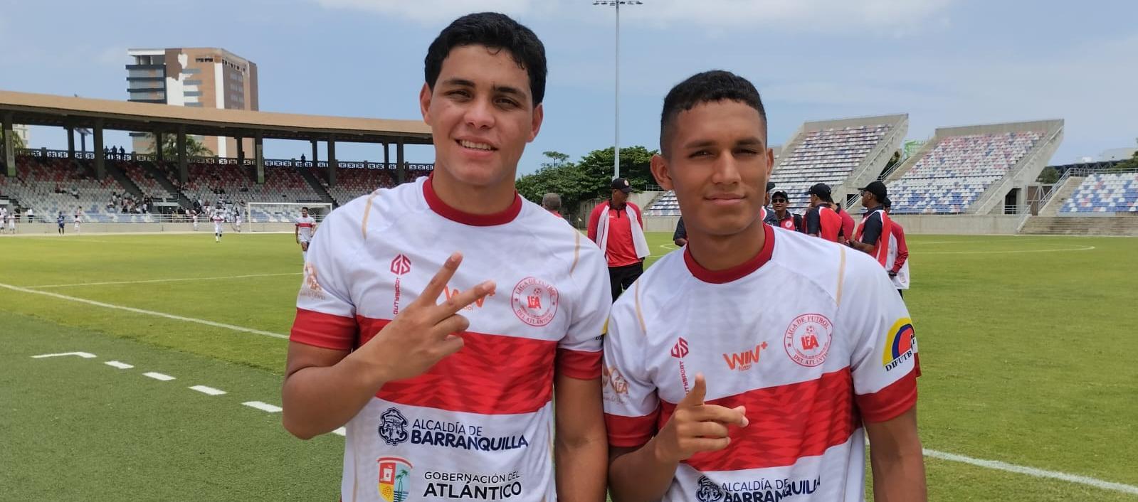 Jairo Torres y Ebaldo Pérez, autores de los goles de Atlántico ante Bogotá. 