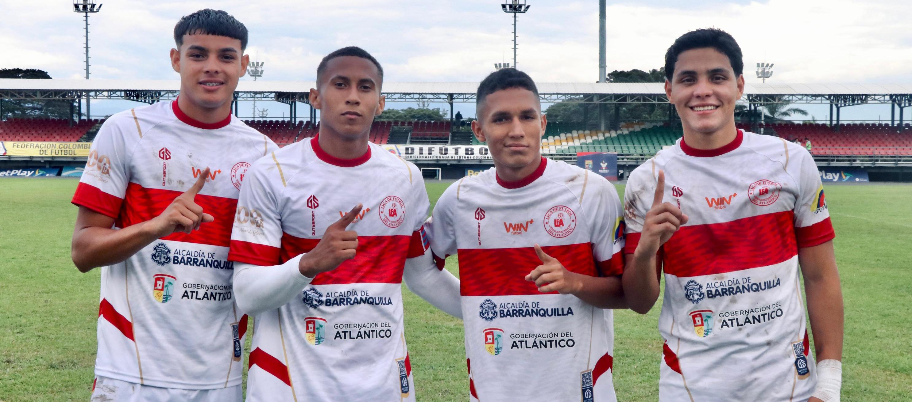 Juan Verdeza, Andrés Schmalbach, Evaldo Pérez, Jairo Torres, jugadores de la selección Atlántico Sub-17. 