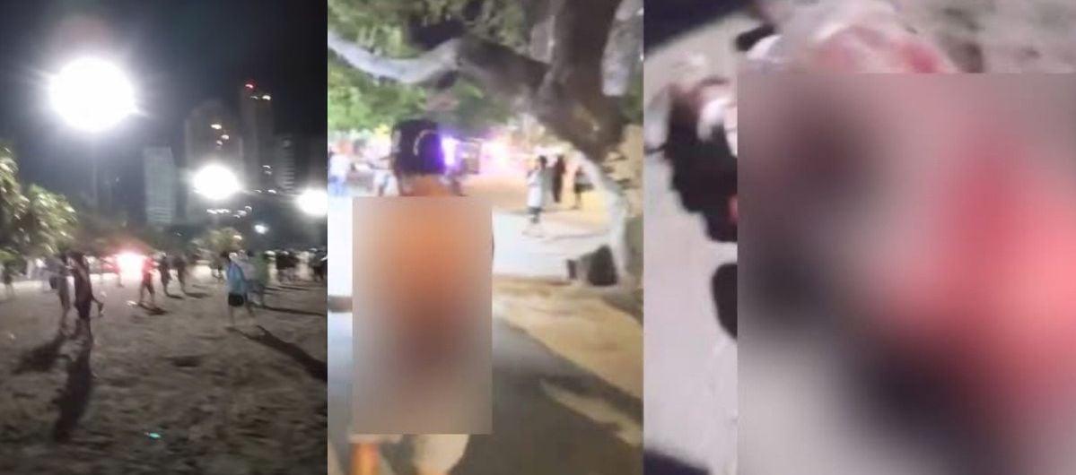 Disputa entre hinchas de Atlético Nacional en El Rodadero.