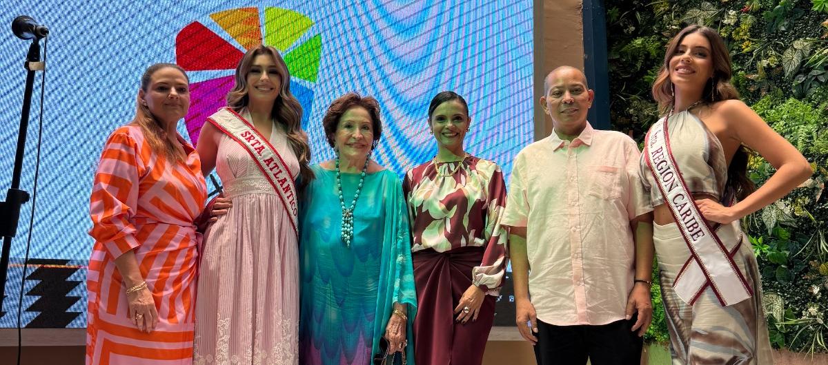 Madeleine Certain, gerente de proyectos especiales; Valentina Olano Wightman, Señorita Atlántico; Amalín de Hazbún  Erika Rohenes, presidenta ejecutiva de Ixel Moda; Juan Carlos Ospino, Secretario de Cultura; Valeria Lafaurie, Señorita Región Caribe.