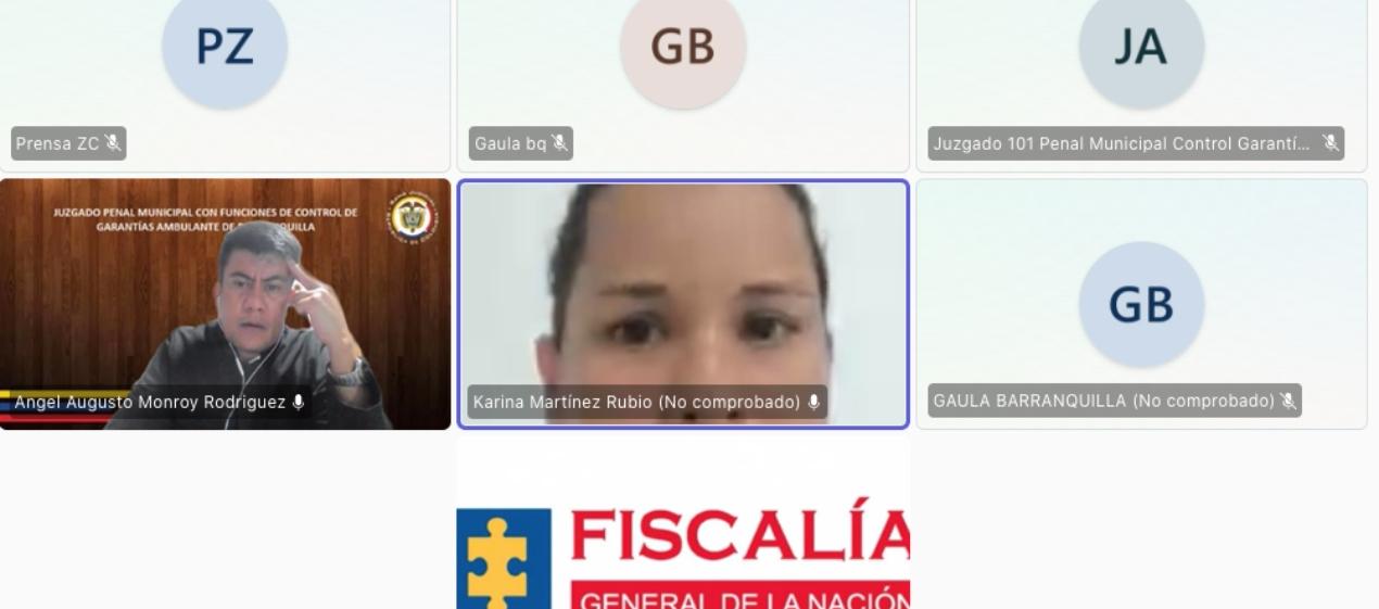 Alias 'Karina' durante la audiencia de legalización de captura. 