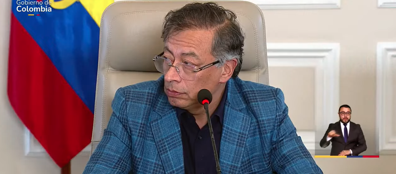 Presidente Gustavo Petro durante el Consejo de Ministros de esta noche. 