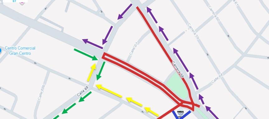 Cierre en la carrera 54 con calles 68 y 64