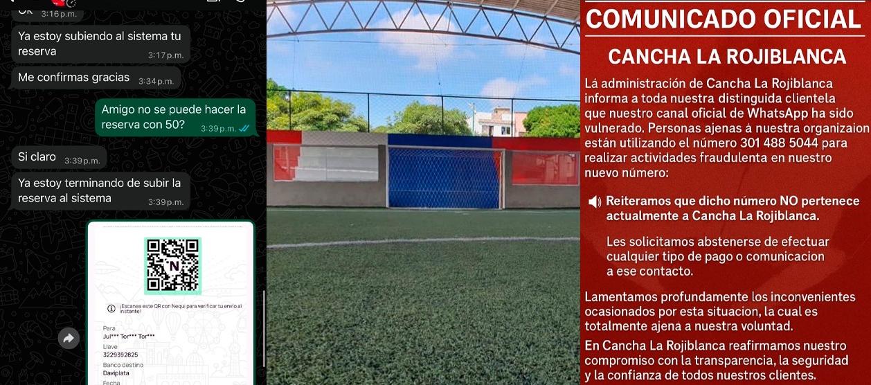 Chat de la estafa y comunicado oficial de La Rojiblanca.