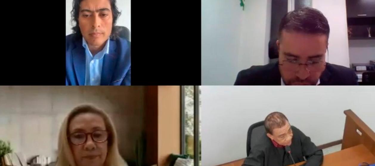 Nicolás Petro y la Fiscal Lucy Laborde, durante una audiencia.