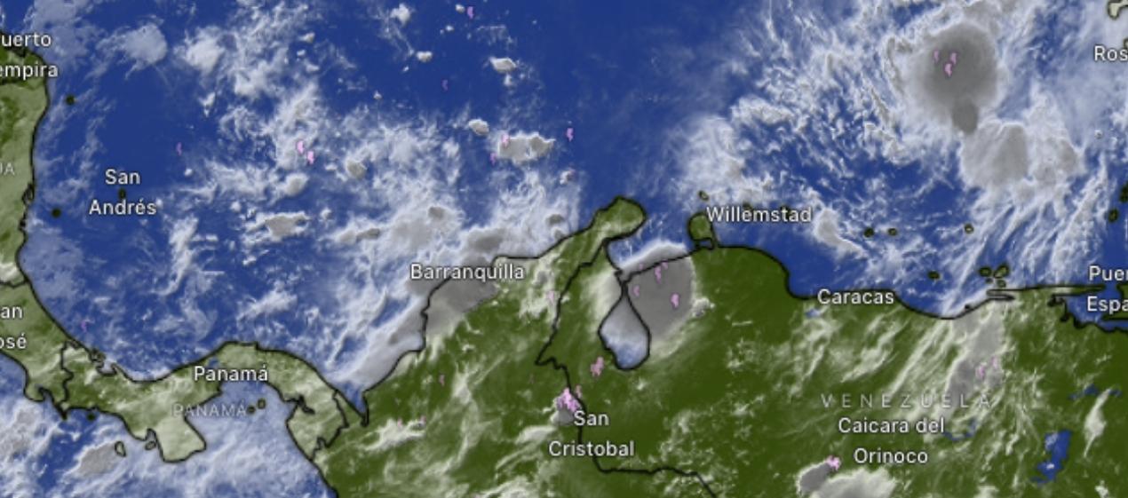 Imagen satelital de este viernes en el Caribe Colombiano. 
