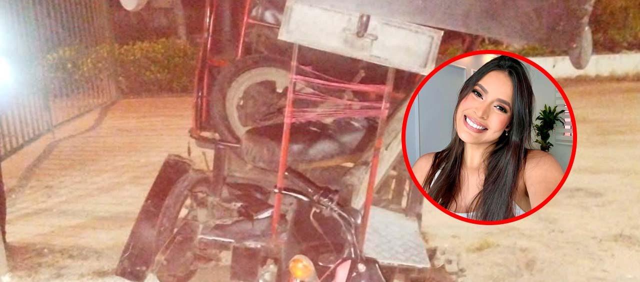 El motocarro y María Fernanda Fontalvo Manga, una de las heridas.