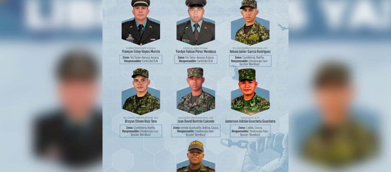 Policías y militares secuestrados.