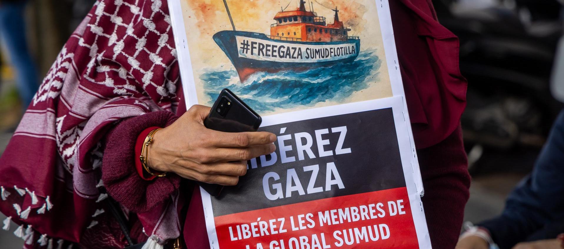 Protesta por Gaza tras detención de la flotilla.