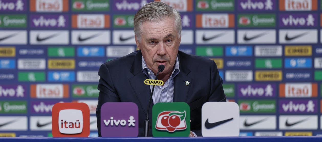 Carlo Ancelotti, entrenador de Brasil, en rueda de prensa este miércoles. 